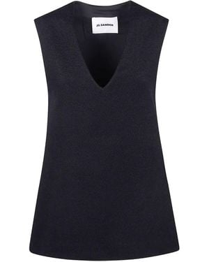 Jil Sander "V Neck Sleeveless" Top - Black