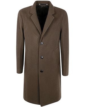 Paul Smith Brushed Finish Single Breasted Coat - Brown