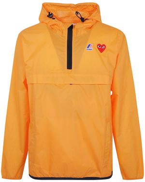 COMME DES GARÇONS PLAY Half-Zip Jacket Emblem" - Orange