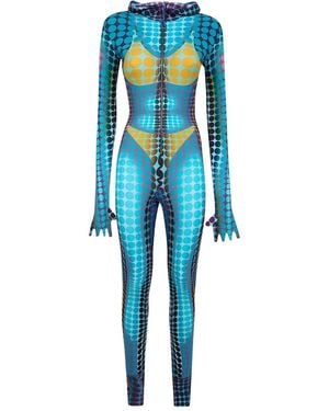 Jean Paul Gaultier "Re-Edition: Jumpsuit" High Neck With Long Sleeves - Blue
