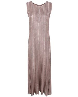 D.exterior D. Exterior Stripes Crystals Long Dress - Brown