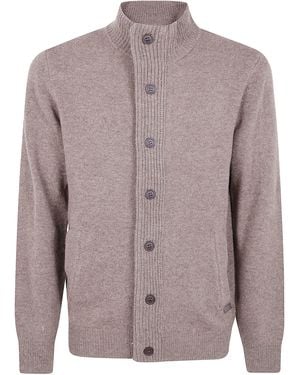 Barbour "Essential Patch Zip Through" Knitwear - Brown