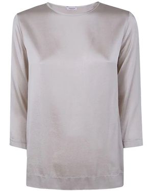 Rossopuro 3/4 Sleeve Silk Blouse - Gray