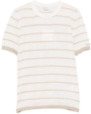 Max Mara Pure "Mxpfavetta" Stripes Silk Cashmere Sweater - White