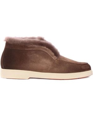 Santoni Boots Fur Detail "Yalta" - Brown