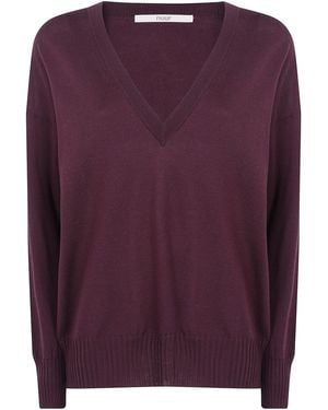 Nuur Sweater V Neck Long Sleeves - Purple