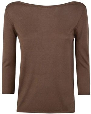 Rossopuro Long Sleeve Top With A U-Back - Brown