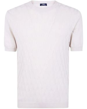 Barba Napoli Embroidered Fancy Round Neck Jumper - White