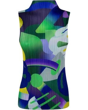 Pleats Please Issey Miyake T-Shirt 100% Poliestere "Playground" - Green
