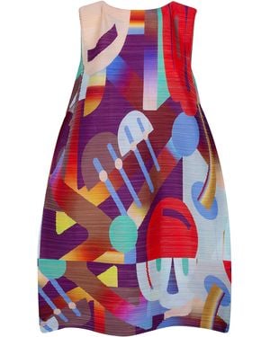 Pleats Please Issey Miyake Coat Main Feature "Playground" - Red
