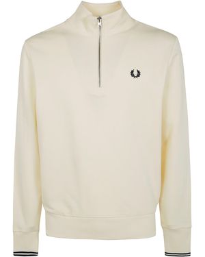 Fred Perry Half Zip Sweatshirt - White