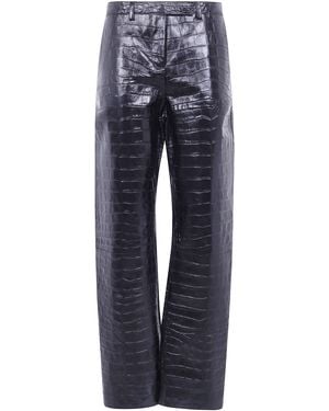 KHAITE Leather Pants "Hunter" - Blue