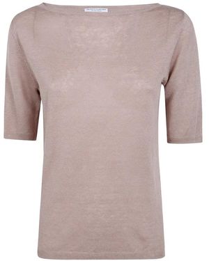 Majestic Linen Boat Neck Sweater - Pink
