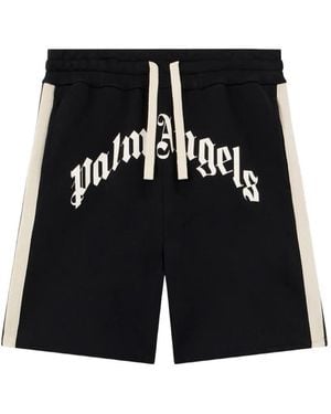 Palm Angels Pantaloncini Da Allenamento Con Logo Curvo - Nero
