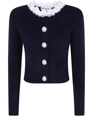 Self-Portrait Chunky-Knit Long-Sleeve Jumper - Blue
