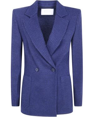 Harris Wharf London Blazer Double Breasted "Patterned Moleskin" - Blue