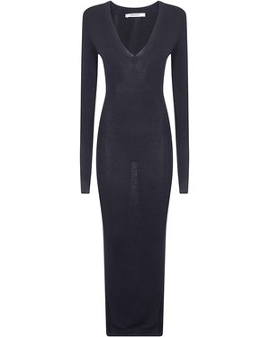 Entire studios Long Sleeve V Neck Midi - Black