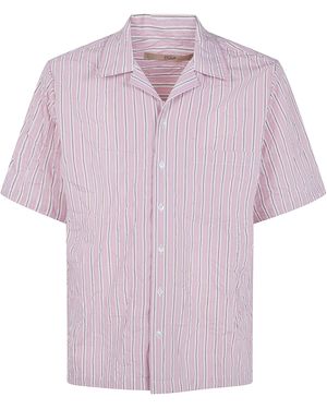Nuur Camicia Da Bowling A Maniche Corti A Righe - Viola