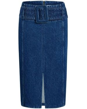 Patou Belted Midi Skirt - Blue