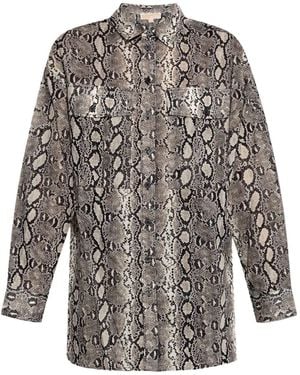 MICHAEL Michael Kors Long Sleeve Oversized Snake Shirt - Grey