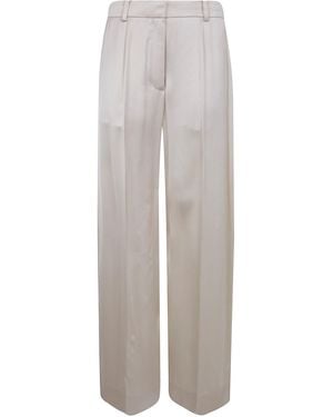 TOTEME Wide Leg Satin Trousers - White
