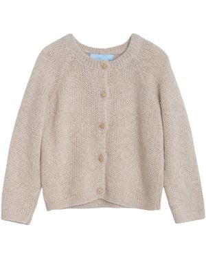 SERENDIPITY ORGANICS Cardigan Alpaca Suri "Alpaca Suri" - Natural
