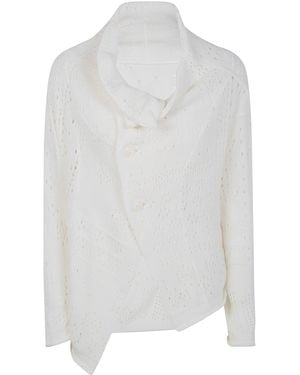 Y's Yohji Yamamoto Off-Neck Cropped Button Cardigan - White