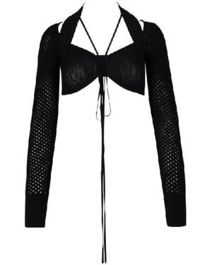 ANDREADAMO Fishnet-Knit Bra With Strappy Details - Black