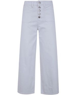 Ralph Lauren "Saira" Cropped Wide Leg Jeans - White