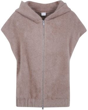 C.t. Plage C. T. Plage Sleeveless Hooded Cardigan - Brown