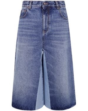 Chloé Patchwork Denim Bermuda Shorts - Blue