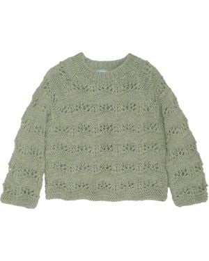 SERENDIPITY ORGANICS Jumper Handknit "Alpaca Wave" - Green