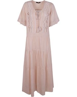 Seventy Ramie Embroidered Dress - Pink
