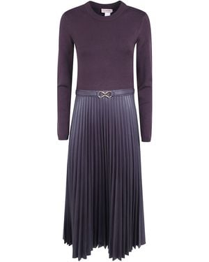Twinset Dress Belted "Long Sleeved Belted Dress" - Purple