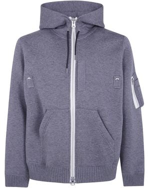 Sacai Sweatshirt Zippered "Cotton Cashmere Knit Hoodie" - Purple