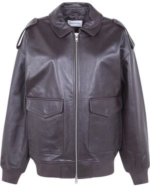Frankie Shop Viper Leather Jacket - Blue