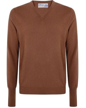 Ballantyne V Neck Pullover - Brown