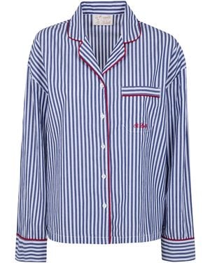 MC2 Saint Barth 'Astra' Cotton Stripes Pijamas Shirt - Blue