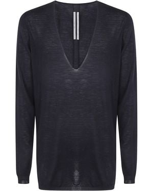 Rick Owens Jumper V-Neck "Oversized V" - Blue