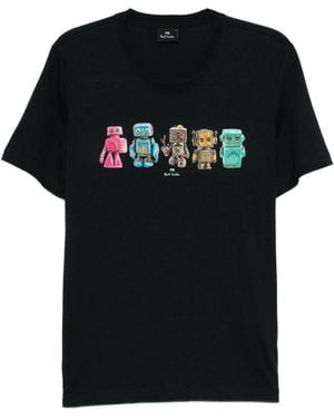 Paul Smith Reg Fit T Shirt Robots - Black