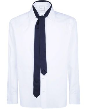 Sacai Shirt With Satin Tie "Popeline" - Blue