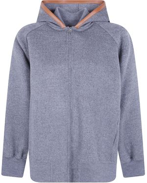 Semicouture Jacket Hooded "Double Wool Hooded Bomber" - Blue