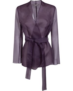 Antonelli "Elia" Organza Silk Belted Waist Coat - Purple