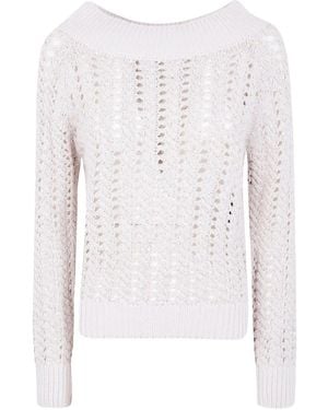 D.exterior D. Exterior Maglione Boatneck Con Cristalli Intrecciati - Bianco