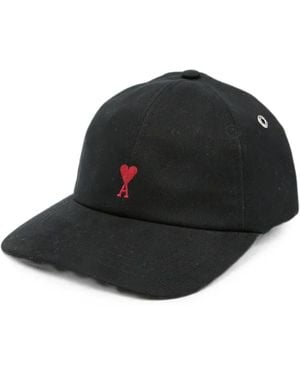 Ami Paris Cappello Con Ricamo A Cuore "Quota Ami De Coeu - Nero