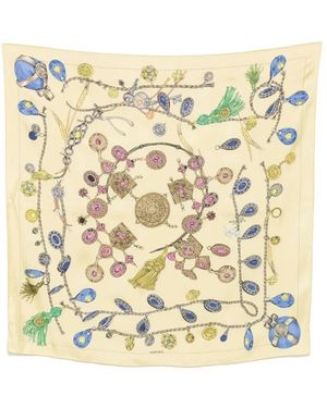 Versace Foulard 90X90 Silk Twill Bio Print Broken Jewels - Metallic