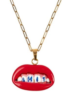Seletti "Toiletpaper Shit" Pendant Necklace Stainless Steel Mm 25 - Red