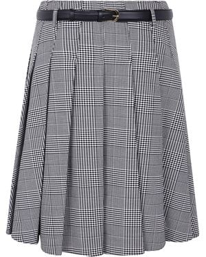 Self-Portrait Prince Of Wales Check Pleated Midi Skirt - Grey