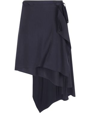 Ann Demeulemeester Gonna Asimmetrica Avvolgente "Birit" - Blu