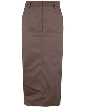 Thelatest Donna Cotton Gabardina Skirt - Natural